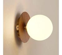 Creative Northern Europe Globe Wall Lamp, Walnut Wood Grain Fixture for Bedroom, Hallway, Living Room - Stylish Lighting for Modern Decor