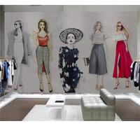 Creative Nostalgia Retro Hand Drawn Beauty Clothing Store 3D Wallpaper Easy Install Feature Office Living Room Sofa Bedroom TV Background Wall Decoration-200cm×140cm