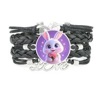 Creative Novelty Big Eyes Rabbit Love Adjustable Leather Braided Bracelet B