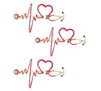 Creative Nurse Brooch Clip 3pcs Zinc Alloy Red Doctor Decor | Chic Pretty Dripping Oil Finish, Imitation Drill Accents, for Doctor Clothes and Nurse Clothes