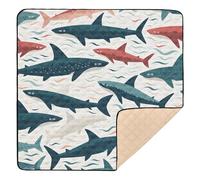 Creative Ocean Shark Baby Play Mat for Floor, 50x50 inch Playpen Mat,Thicken Soft Non-Slip Tummy Time Mat for Toddlers and Infants