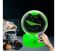 Creative Ornaments Whale Model Shining 8cm Crystal Ball Tabletop Lamp with White Base 16 Colors Changeable Night Light Switch Touch & Remote Control Gradient Glass Ball Home Decor Gift for Girls Teens