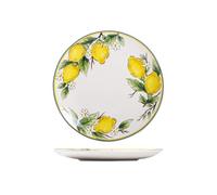 Creative painted pottery porcelain plate | household round pastoral style easy to clean and exquisite- lemon 9-inch plate