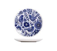 Creative painted pottery porcelain plate | household round pastoral style easy to clean and exquisite-blue and white birdsong 9-inch plate