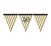 Creative Party Age 21 Birthday Paper Flag Bunting Pennant Banner, Large 3.7m, 11 Flags, Black/Gold, Birthdays, Celebrations, Men, Women
