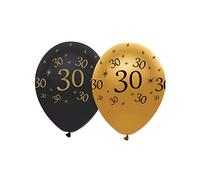 Creative Party Black and Gold Birthday Balloons, 6 30th Birthday Balloons, party decorations, premium 30th birthday decorations, RB285