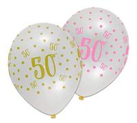 Creative Party Clear Print Birthday Balloons, 6 50th Birthday Balloons, party decorations, premium 50th birthday decorations, RB314,30cm (12")
