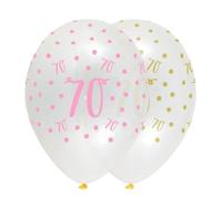 Creative Party Clear Print Birthday Balloons, 6 70th Birthday Balloons, party decorations, premium 70th birthday decorations, RB316