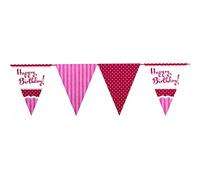 Creative Party Happy Birthday Paper Flag Bunting, 3.7 Metre Length, Perfectly Pink