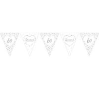 Anniversary House Pack of 1 Diamond Anniversary Paper Flag Bunting, Paper, Diamond Wedding Anniversary Decorations, 60th Wedding Anniversary, Happy 60th Decoration, Party Banner, 11 Flags, J051