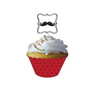 Creative Party Madness Moustache Cupcake Topper (Pack Of 24) Pink/white/black (One Size)