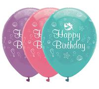 Creative Party Mermaid Birthday Balloons, 6 Purple, Green & Pink Balloons, Happy Birthday Balloons for Girls and Boys, Party Balloons, Birthday Party Supplies, RB320