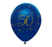 Creative Party Navy and Gold Birthday Balloons, 6 50th Birthday Balloons, party decorations, premium 50th birthday decoration, RB332