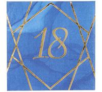 Creative Party Navy and Gold Geode Age 18 Paper Lunch Napkins Foil Stamped | 3 ply | 16 Pieces | PC039DI,Navy/Gold Geode,33 centimeters