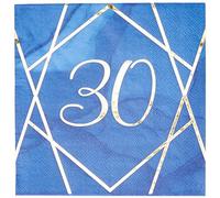 Creative Party Navy and Gold Geode Age 30 Paper Lunch Napkins Foil Stamped | 3 ply | 16 Pieces | PC041DI, 33 x 33 cm