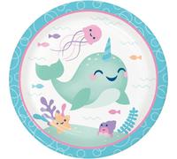 Creative Party Paper Narwhal Dinner Plate (Pack Of 8) Blue/white (One Size)
