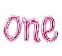 Creative Party PC324817 Pink One Balloon Banner-1 Pc, Mylar, Rose, 13" x 5'