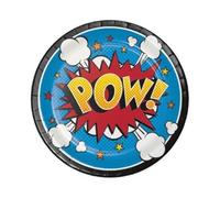 Creative Party PC324836 Comic Slogan Round Dessert Paper Plates, 7"-8 Pcs, Black