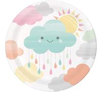 Creative Party PC331524 Luncheon Sun and Clouds Baby Shower Paper Lunch Plates-8 Pcs, Multicolor