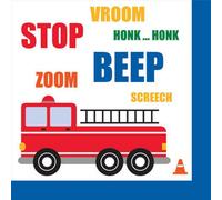 Creative Party Traffic Jam 2 Ply Disposable Napkins (Pack Of 16) White/blue/red (One Size)