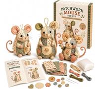 Creative Patchwork Mouse DIY Kit - Complete Animal Sewing Craft Set with Illustrated Instructions, Easy Handmade Gift for Beginners, Cute Stuffed Mouse Ornament (Colorful-Three-piece Set)