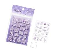 Creative Pattern Clear Silicone Stamper Set with Ergonomic Acrylic Handle for Scrapbooking and Journaling Decoration Nebular Clear Seal
