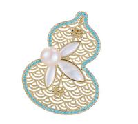 Creative Pearls Accent Hollow Gourd Design Copper Brooch Pin Lightweight Comfortable Daily Wear Accessory Copper Calabash Pin for Women