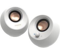 CREATIVE Pebble V3 Minimalistic 2.0 USB-C Desktop Speakers with USB Audio, Clear Dialog Enhancement, Bluetooth 5.0, 8W RMS with 16W Peak Power, USB-A Converter Included (White)