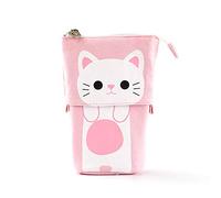 Creative Pen Bag Korean Version of Student Stationery Variable Drop-Down Retractable Pen Holder Simple Cute Canvas Multi-Functional Pen Bag Whitecat