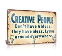 Creative People Don't Have Mess, They Have Ideas. Things Aesthetic - Clock Funny Wall Signs Wall Art Decoration(30X40CM)