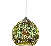 Creative Personality LED Color 3D Glass Chandelier Spherical Fireworks Glass Lampshade Ceiling Chandelier E27 Lamps Restaurant Decoration Chandelier Bar Hotel Chandelier,Gold,30cm