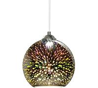 Creative Personality LED Color 3D Glass Chandelier Spherical Fireworks Glass Lampshade Ceiling Chandelier E27 Lamps Restaurant Decoration Chandelier Bar Hotel Chandelier,Silver,25cm