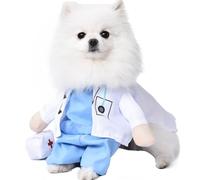 Creative pet Costume in Knife Style for Transformation, Halloween pet Attire, Funny/Goofy pet Clothing. (S, Doctor's Overall)