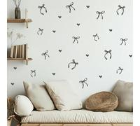 Creative Pink Bow Heart Sticker Wardrobe Stickers Girly Heart Bedroom Wall Stickers Love Picture