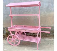 Creative Pink Flower Cart ShelfOutdoor Flower Stand & Indoor Trolley for Flower ShopsStylish Promotional Display for Garden & Event Decor