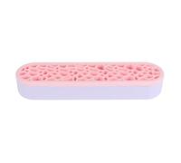 Creative Pink Silicone Makeup Brush Holder Organizer Rack with Water Cube Pattern, Cosmetic Brush Shelf for Vanity and Travel Storage