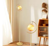 Creative Planet Floor Lamp Orange/Blue Glass Ball Shade Standing Lamps G9 Adjustable Light Source Vertical Lamp Metal Lamp Body Foot Switch Reading Tall Lamps For Living Room, Bedroom Or Study (Orang