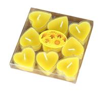 Creative Plastic Heart-Shaped 9 PVC Candles - Tanabata Romantic Birthday Candles - Love Lover Candlelight Dinner Decoration (Heart Yellow,Box of 9)