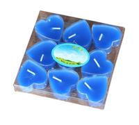 Creative Plastic Heart-Shaped 9 PVC Candles - Tanabata Romantic Birthday Candles - Love Lover Candlelight Dinner Decoration (Heart Blue,Box of 9)