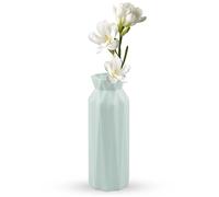 Creative Plastic Vase Tall 8 Inch Decorative Flower Vase Living Room Ornaments Vase Geometric Desktop Decorative Vase Living Room Ornaments Vase for Modern Home Office Decor (Green)