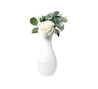 Creative Plastic Vase Tall 8 Inch Decorative Flower Vase Living Room Ornaments Vase Modern Desktop Decorative Vase Hydroponic Flower Arrangement Vase for Home Office Decor (White)