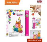 Creative Play with Stardust 15-Piece Magnetic Building Tiles - Safe for Ages 3+