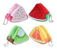 Creative Plush Coin Purse,3D Fruit Coin Pouch Bag for Kids, Coin Tray Wallet Key Holder Clutch Bags, Headphones, Data Cable Storage Package, Gift for Boy and Girls (4 Pack Fruit)