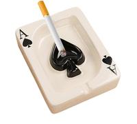 Creative Poker Ceramic Cigarette Ashtray Tabletop Portable Modern Ashtrays Cigar Ashtray for Outdoor Indoor Desktop Smoking AshTray for Home office Fashion Decoration Handmade Gift for Men Women-Black