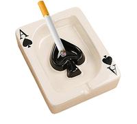 Creative Poker Ceramic Cigarette Ashtray Tabletop Portable Modern Ashtrays Cigar Ashtray for Outdoor Indoor Desktop Smoking AshTray for Home office Fashion Decoration Handmade Gift for Men Women-Black