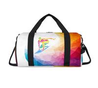 Creative Polygon Surfer Sport Duffel Bag with Shoes Compartment Surfer Sport Overnight Weekender Bags Travel Gym Luggage Organizer for Women Men Kids Girls Boys