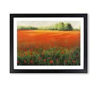 Creative Poppy Field Flowers H1022 Framed Print for Living Room Bedroom Home Office Décor, Wall Art Picture Ready to Hang, Black A2 Frame (64 x 46 cm)