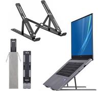 Creative Portable Foldable Adjustable Aluminium Laptop and Tablet Stand Holder (Black)