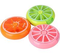 Creative Portable Mini 7 Day Weekly Circular Shape Rotary Cute Fruit Style Pill Storage Case Box（Multicolor）