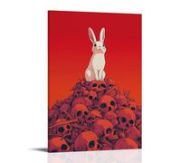 Creative Poster of Animal Rabbit Standing on Skull Painting 20 x 30 inches (50 x 75 cm)